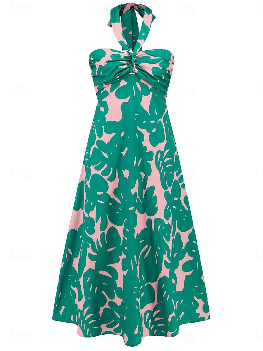 Femme robe longue Robe casual Robe Évasée Robe Trapèze Robe d'été mode Décontractées Vacances du quotidien Rendez-vous Standard Floral Feuille Sans Manches Dos nu Rouge Violet Orange Vert Eté de 2025 ? $46.99 –P14