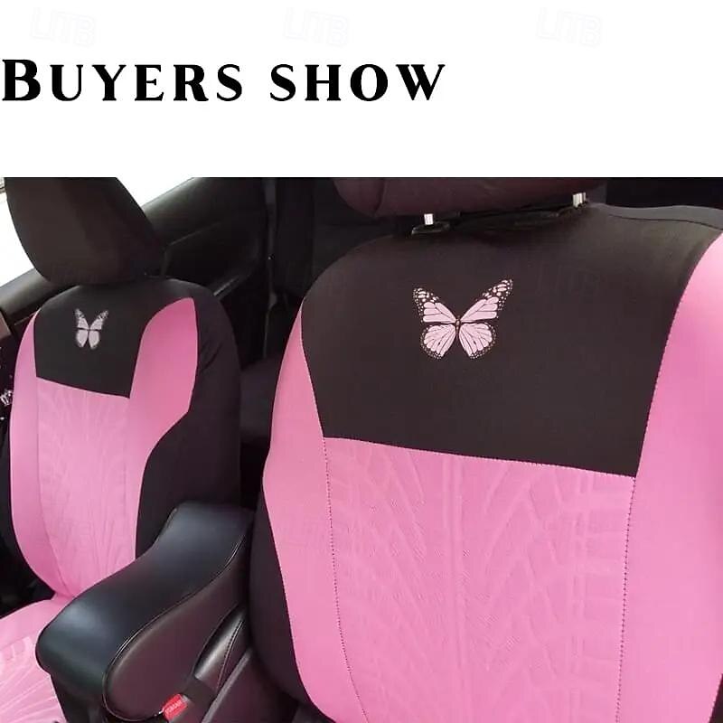 Fyautoper novas capas de assento de carro de 5/2 lugares com padrão absoluto bordado universal tecido respirável airbag seguro suv assento protetor acessórios de 2025 por $41.99 –P2