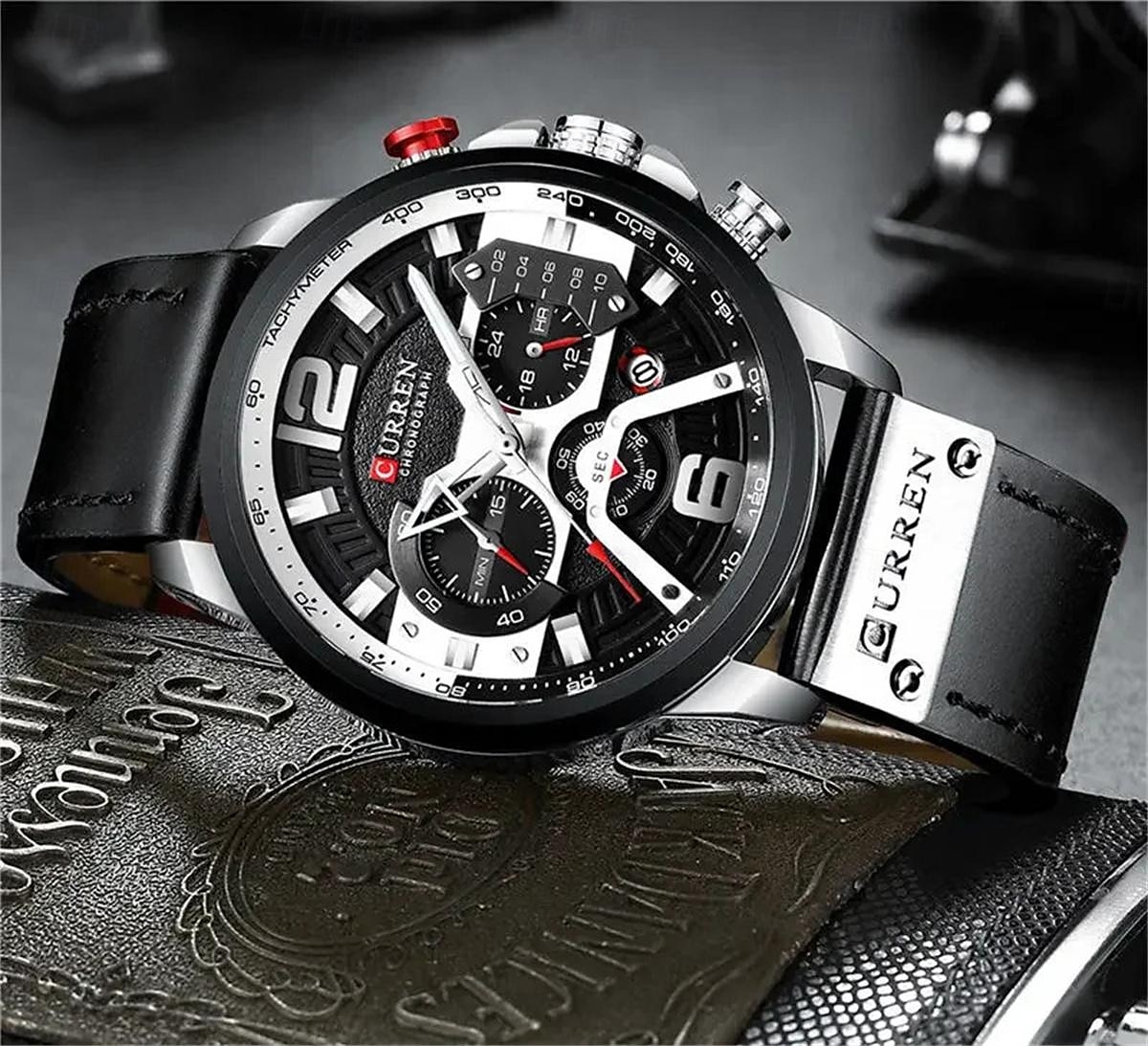 CURREN Herr Kvartsklockor Mode Affär Armbandsur Kalender VATTENTÄT Dekorativ Läder Klocka 2025 - $41.99 –P6
