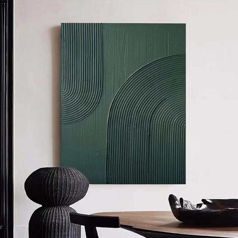 handgemaltes weißes abstraktes Gemälde auf Leinwand, handgefertigte 3D-Strukturwandkunst, grünes modernes Gemälde für handgefertigte Leinwandkunst, Gemälde für Wohnzimmerdekor, trendiges Kunstwerk, 2025 - $131.99 –P7
