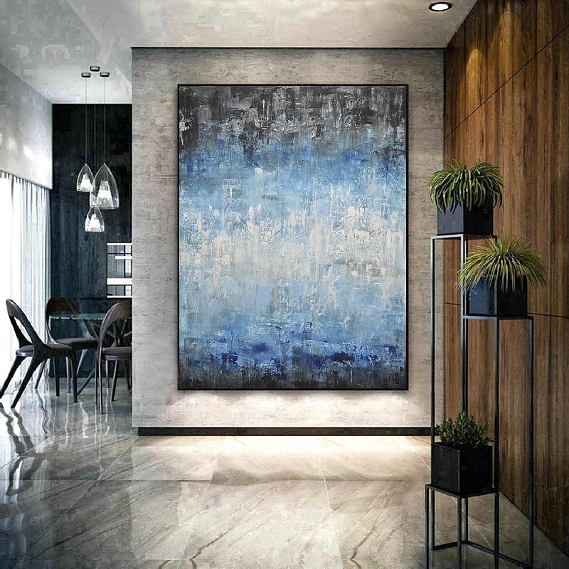 abstraktes Skyline-Gemälde, handgemalt, extragroßes Wandkunst-Gemälde, handgemachtes blaues Landschaftsgemälde auf Leinwand, großes Wandkunst-blaues abstraktes modernes Gemälde für Schlafzimmer, 2025 - $125.99 –P1