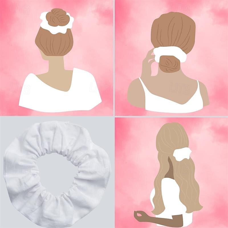 Juego de 10 diademas blancas utilizadas para teñir corbatas, suministros para fiestas, estabilizador elástico de cola de caballo de algodón blanco para diademas de mujer 2025 - $28.99 –P3