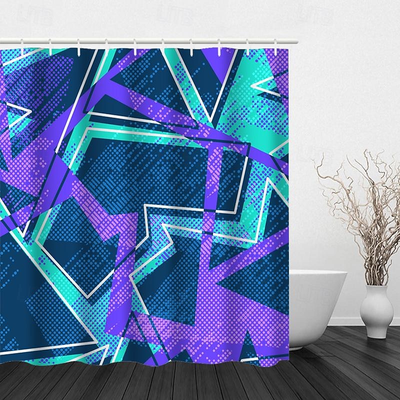Dusjforheng med kroker 180cm*180cm(70"*70") polyester vaskbar vanntett mønster baderoms badekar dekor abstrakt 2025 - $25.99 –P3