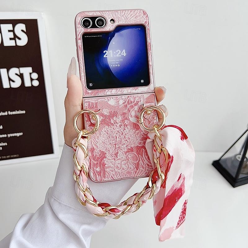 Phone Case For Samsung Galaxy Z Flip 7 Z Flip 5 Z Flip 4 Z Flip 3 Back Cover with Wrist Strap Shockproof PC Metal 2025 - $20.99 –P11