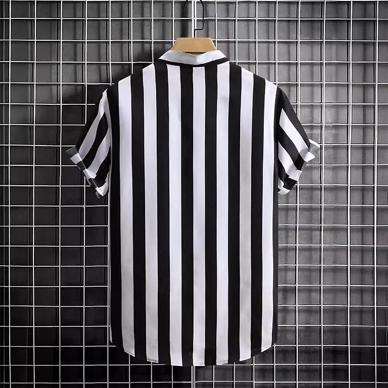 Per uomo Camicia Camicia con colletto cinese Camicia con colletto alla coreana Camicia Estiva Camicia casual Camicia da Spiaggia Nero Manica Corta A righe Colletto alla coreana Vacanza Camicia del 2025 a $18.49 –P3