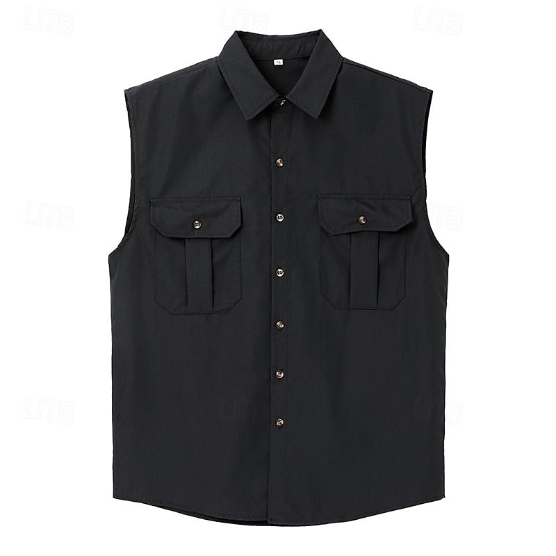 Herren Hemd Sommerhemd Freizeithemd Strandhemd Knopfhemd Schwarz Blau Purpur Grün Ärmellos Einfach Revers Urlaub Hawaiianisch Tasche Bekleidung Baumwolle Polyester Mode Lässig Bequem 2026 - $25.99 –P1