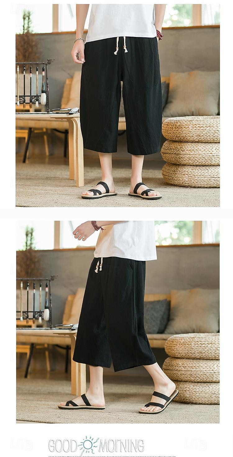 Bărbați Pantaloni de in Pantaloni harem Pantaloni Capri Buzunar Mată Sport Lungime gambă Muncă Casual Casual Potrivire Largă Negru Roșu Vin Inelastic 2026 - $22.99 –P1