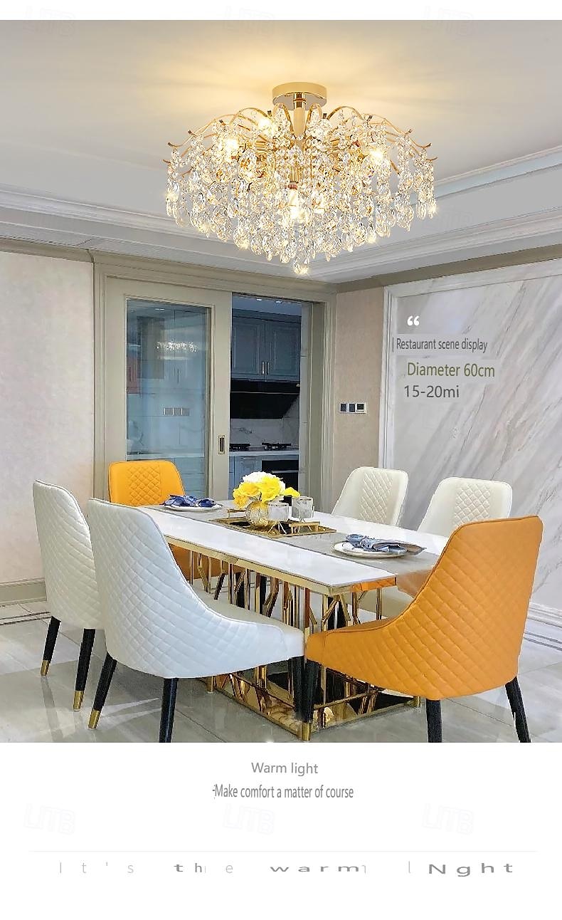 נברשת led 42/50/60/80/100 ס"מ 6/10/12/14/16 נורת ראש לא כלולה בגימור קריסטל מתכת מודרני בסגנון מודרני חדר אוכל חדר אוכל תליון מיני 110-240v 2025 - $223.59 –P8