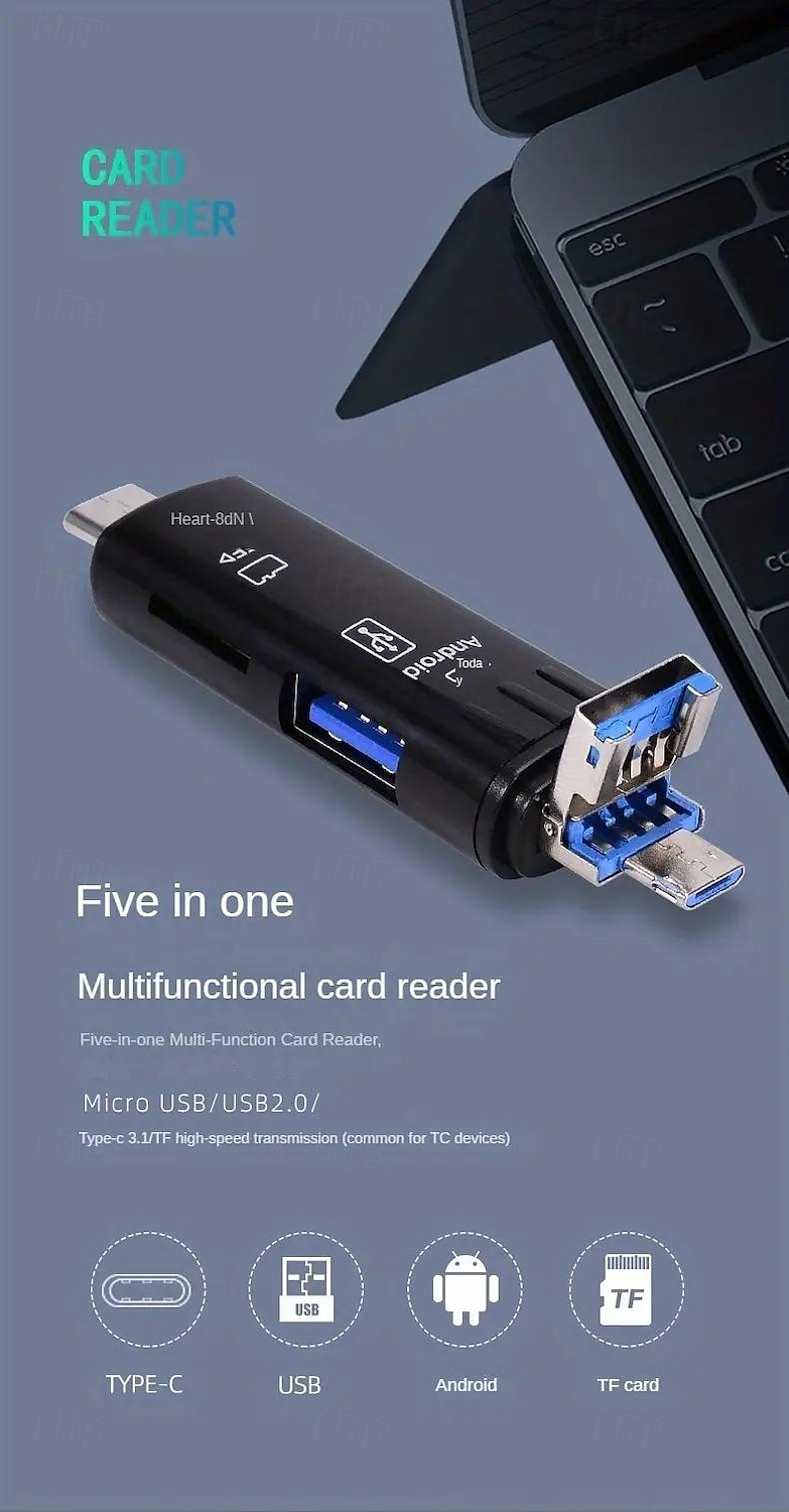 5-in-1 Card Reader OTG Android Multi-function TF Card Reader USB Multi-in-one 2025 - $12.99 –P1