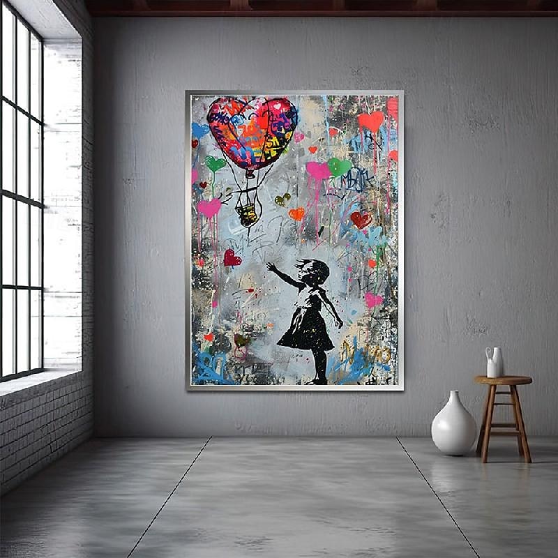 Banksy Mädchen Graffiti Ölgemälde handgemalt Pop Art Gemälde berühmte Leinwand Banksy Mädchen Kunstwerk Gemälde Banksy Ballon Leinwand Gemälde Wanddekoration Kunstwerk Gemälde 2025 - $325.69 –P1