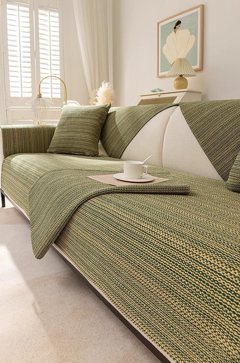 Cotton Linen Sofa Cushion Fabric Anti-slip Cooling Seat Cushion Full Cover Cloth Sofa Cover Cloth L Shaped Sofa Cushion Set 2025 - $28.99 –P1