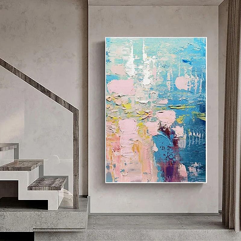Handmade Colorful Abstract Painting on Canvas Pink Painting Blue Painting Bright Wall Art Fantasy Painting Texture Painting Large Abstract Painting Framed Ready To Hang 2025 - $141.99 –P7