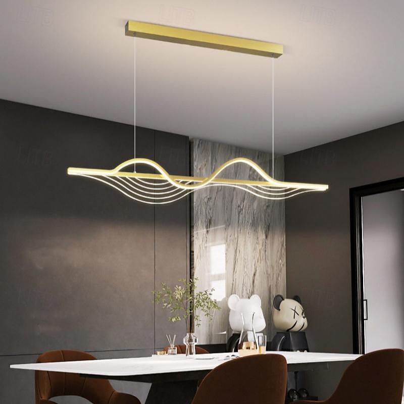suspension led lampes à suspension linéaires à longue bande à intensité variable luminaires suspendus en métal blanc avec abat-jour en acrylique 1 lumière 100 cm cafés de cuisine 110-240v uniquement de 2025 ? $279.99 –P7