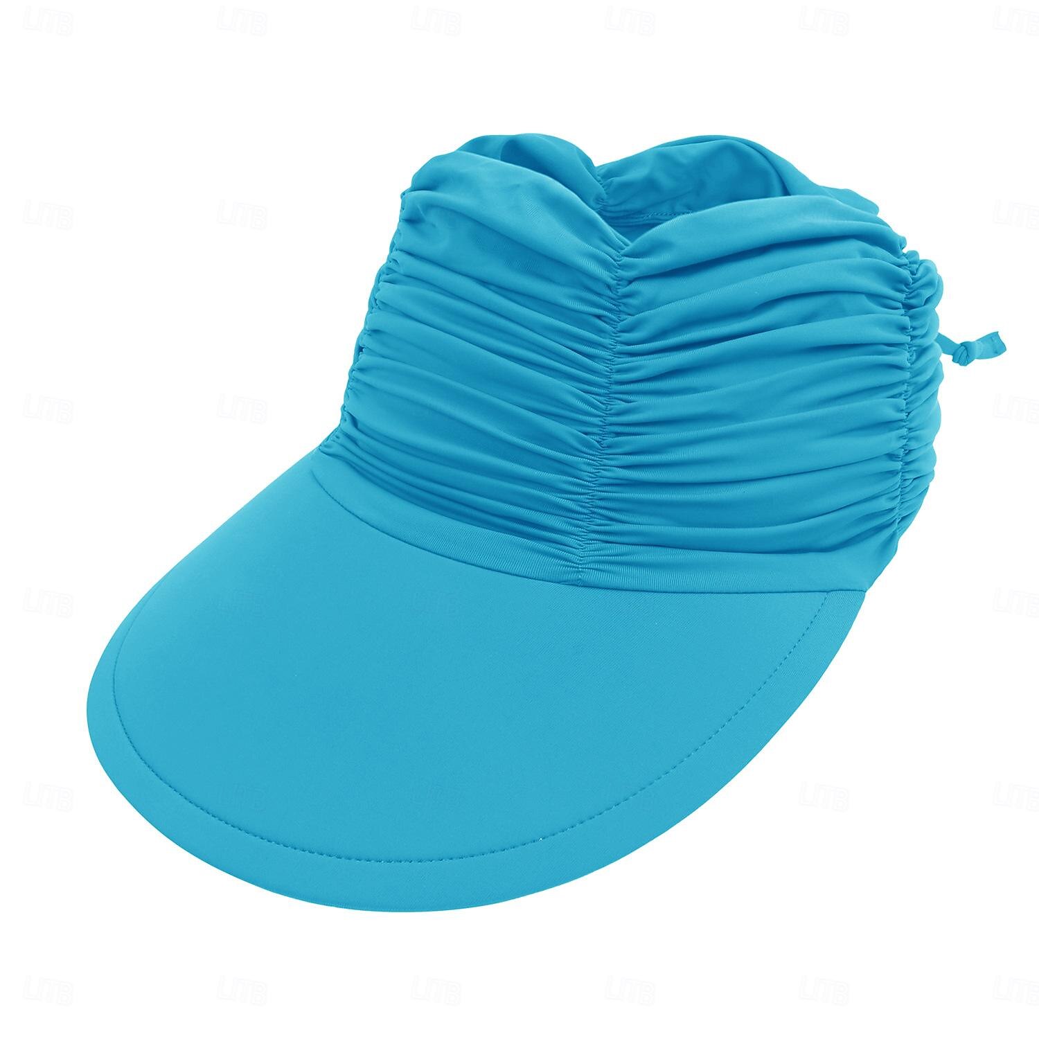 Modischer, einfarbiger UV-Sonnenschutz für Damen mit breiter Krempe, Visier, modischer Aufdruck, geraffter Sonnenschutz, leerer Sommer-Strandhut 2025 - $8.99 –P6