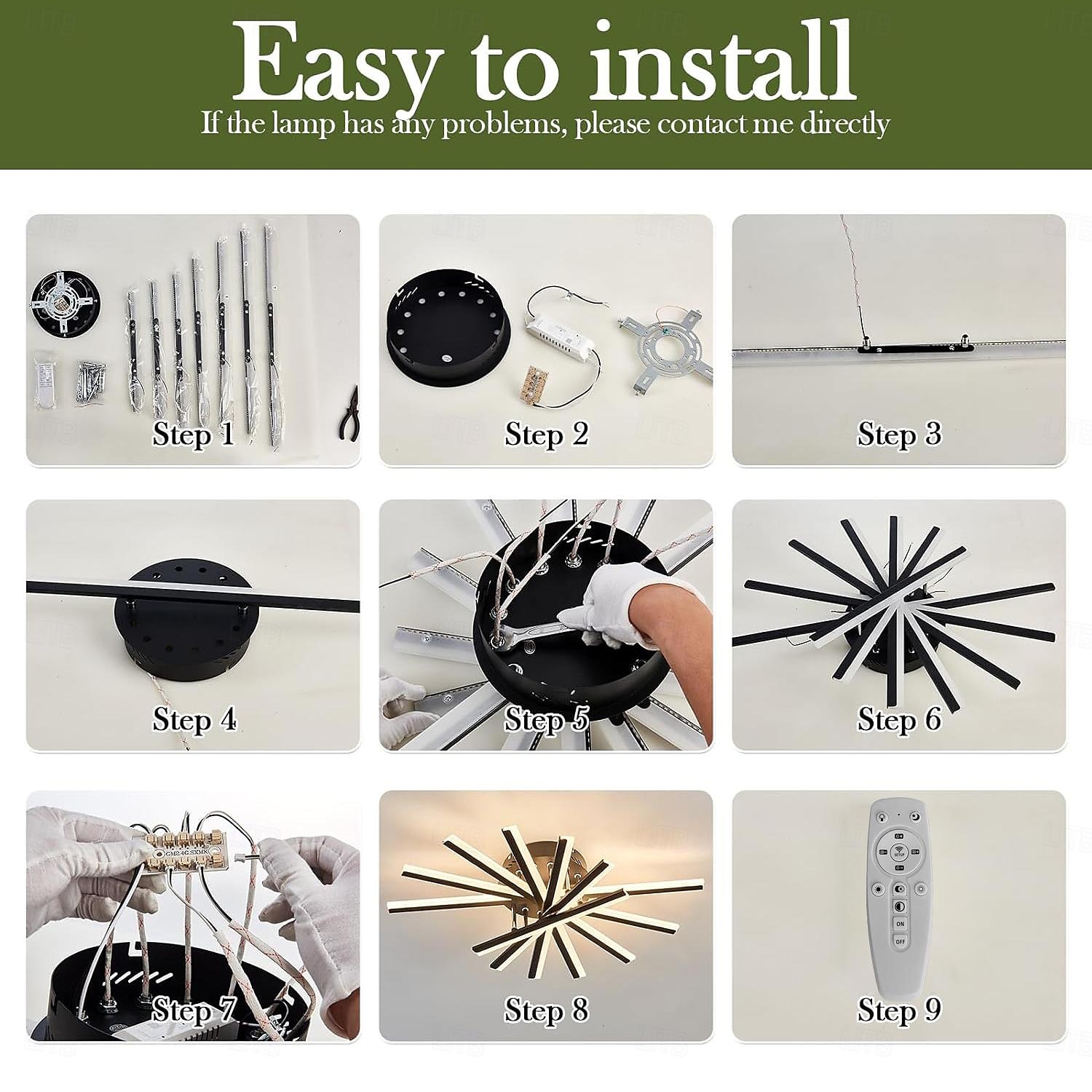 LED Acrylic Ceiling Lights with Optional Remote Control 5-Head 7-Head and 9-Head Modern Dimmable Embedded Chandelier Acrylic Ceiling Light Suitable for Kitchen Dining Room Living Room Bedroom 2025 - $223.19 –P7