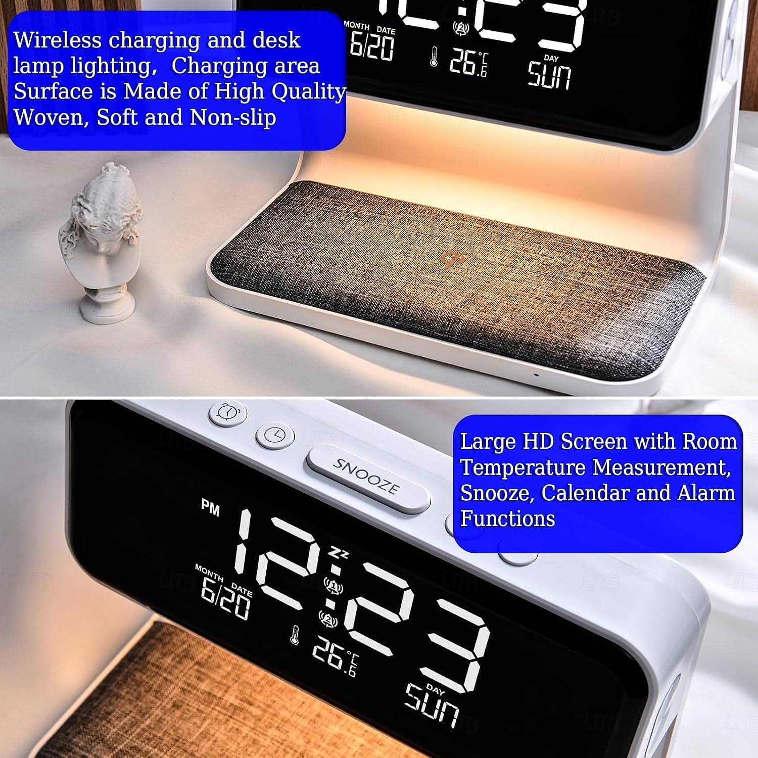 Alarm Clock with Wireless Charging Bedside Touch Lamp Alarm Clocks Bedrooms Night Light Dimmable LED Display Fast Wireless Charger Station with Room Thermometer Indoor 2025 - $57.99 –P8