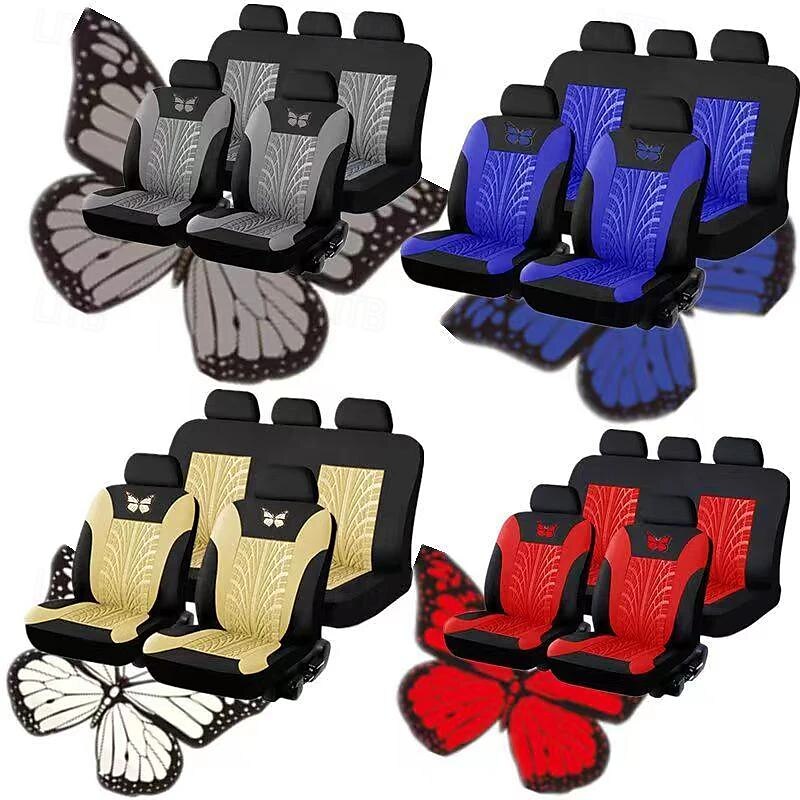 Fyautoper novas capas de assento de carro de 5/2 lugares com padrão absoluto bordado universal tecido respirável airbag seguro suv assento protetor acessórios de 2025 por $41.99 –P6