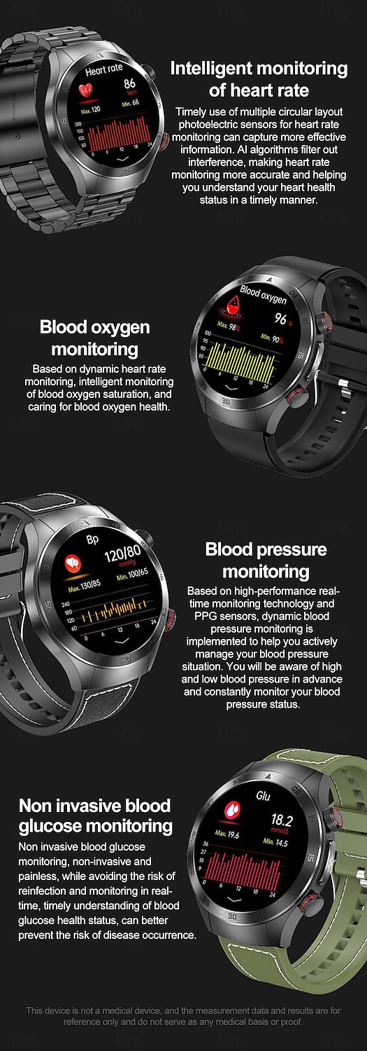 696 E800 Smart Watch 1.49 inch Smart Band Fitness Bracelet Bluetooth ECG+PPG Temperature Monitoring Pedometer Compatible with Android iOS Men Hands-Free Calls Message Reminder IP 67 46mm Watch Case 2025 - $96.99 –P10