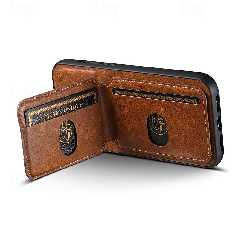 Custodia per telefono per iPhone 16 iPhone 15 Pro Max Plus iPhone 14 13 12 11 Pro Max Plus Cover posteriore con supporto Porta carte magnetico Retro TPU PC Pelle PU del 2025 a $20.99 –P4