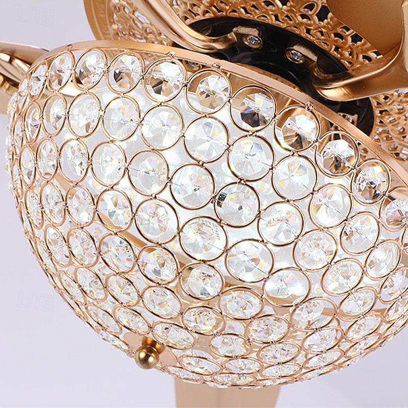 ventilatore a soffitto a led luce cristallo oro luce di lusso 3 colori-luce acrilico moderno stile nordico camera da letto sala da pranzo 110-240v del 2025 a $526.89 –P3