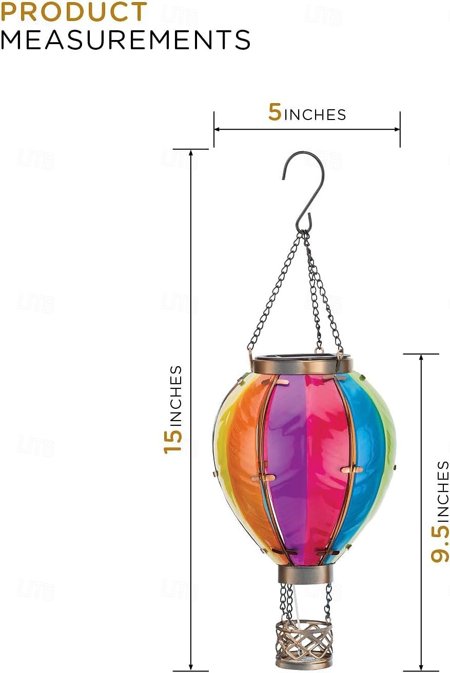 Linterna solar de globo aerostático, decoración navideña para exteriores, paisaje colorido para fiestas navideñas, resistente a la intemperie 2025 - $43.99 –P1