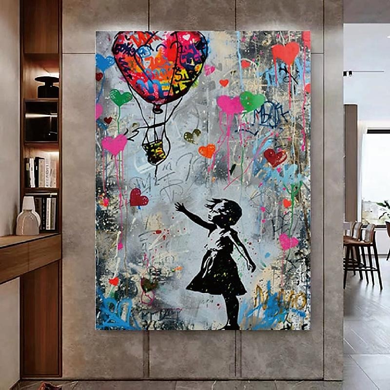 Banksy Mädchen Graffiti Ölgemälde handgemalt Pop Art Gemälde berühmte Leinwand Banksy Mädchen Kunstwerk Gemälde Banksy Ballon Leinwand Gemälde Wanddekoration Kunstwerk Gemälde 2025 - $325.69 –P7
