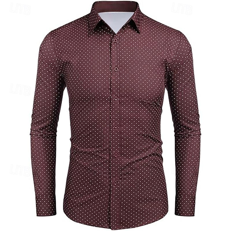 Per uomo Camicia Camicia elegante Camicia con Bottoni A Pois Matrimonio Lavoro Nero Bianco Rosso Blu marino Manica Lunga Collo ripiegato Primavera & Autunno Abbigliamento del 2025 a $22.99 –P10