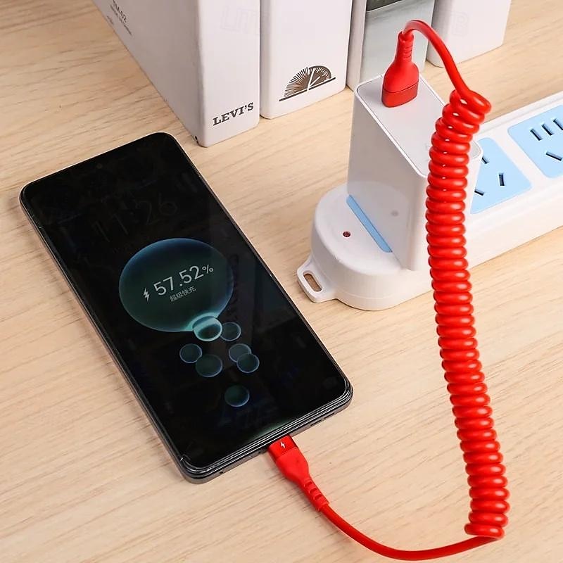 5a datový kabel typu c pružinový teleskopický rychlonabíjecí kabel do auta usb c nabíjecí kabel pro telefon s Androidem příslušenství pro xiaomi samsung 2025 - $13.99 –P1