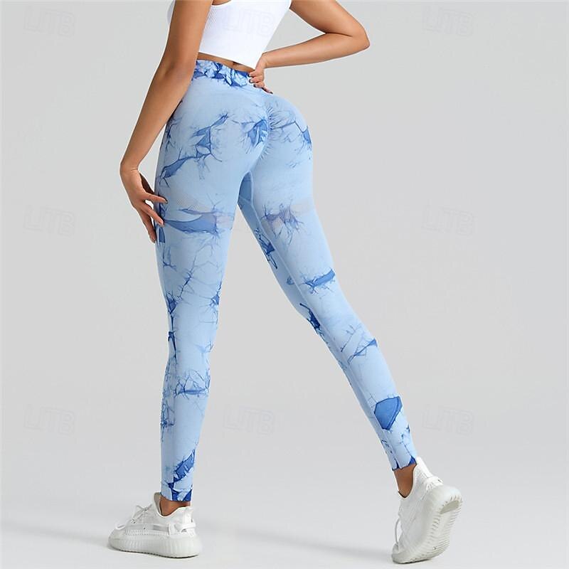 Damen Yogahose Yoga-Leggings Hohe Taille Pilates Fitnesstraining Training Strumpfhosen Batik Schwarz Orange Hellblau Spandex Sport Sportkleidung Dehnbar Schlank 2025 - $16.49 –P2