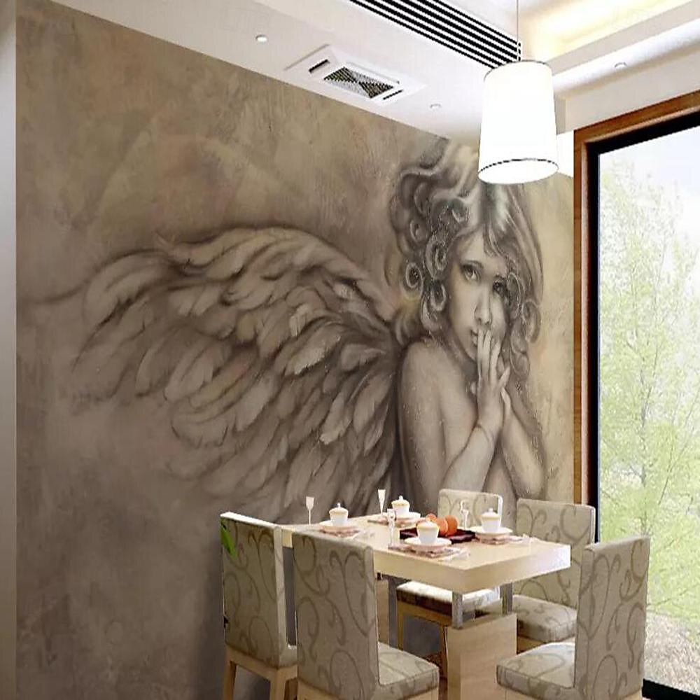 Fonds d'écran cool papier peint vintage ange 3d papier peint autocollant mural couvrant impression adhésif requis effet 3d toile décor à la maison de 2025 ? $14.49 –P4