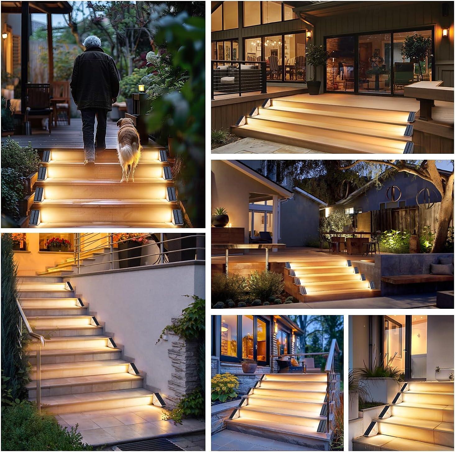 senzor de mișcare lumina solară pentru scară în aer liber, rezistentă la apă, lumina solară pentru trepte, cu LED super-luminoasă, lumina solară pentru gard pentru veranda, curte, iluminat decor 2/4 2025 - $40.99 –P2