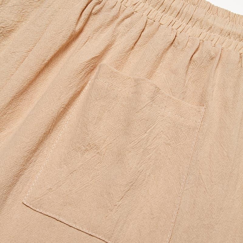 Men's Linen Shorts Summer Shorts Beach Shorts Capri Pants Drawstring Elastic Waist Front Pocket Solid Color Daily Going out Stylish Classic Black Blue 2025 - $18.49 –P7
