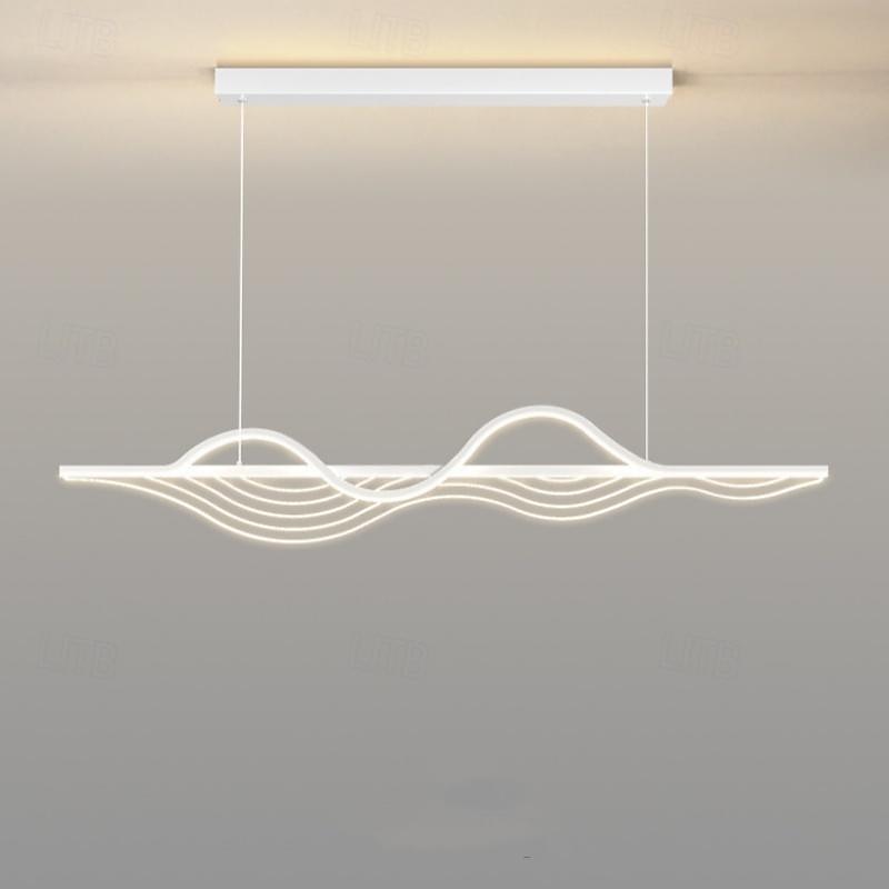 suspension led lampes à suspension linéaires à longue bande à intensité variable luminaires suspendus en métal blanc avec abat-jour en acrylique 1 lumière 100 cm cafés de cuisine 110-240v uniquement de 2025 ? $279.99 –P8