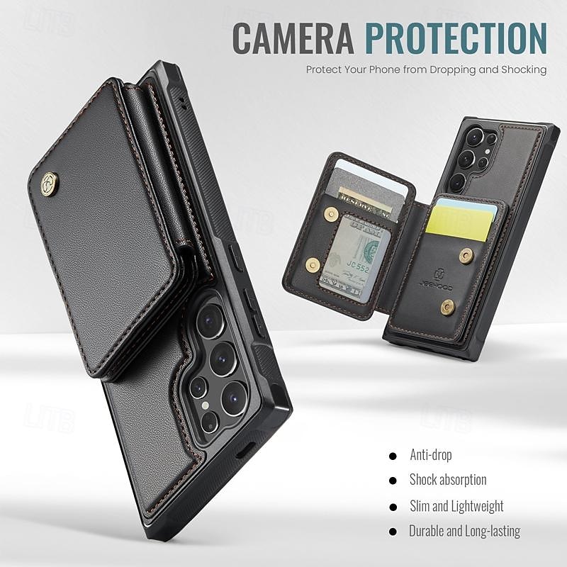 Phone Case For Samsung Galaxy S24 Ultra Plus S23 S22 S21 S20 Ultra Plus FE A55 A35 A25 A15 5G A54 A34 A14 A53 A33 A23 A13 S25 Ultra Back Cover with Stand Holder Magnetic Card Slot Retro TPU PC PU 2025 - $25.99 –P3