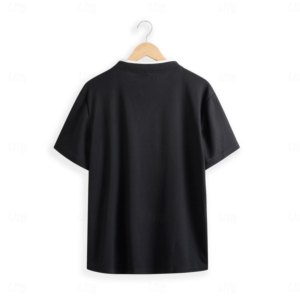 Men's Collarless Golf Shirts Banded Collar Shirt Street Casual Notched V Neck Short Sleeve Fashion Basic Plain Button Summer Regular Fit Black White Navy Blue Gray Collarless Golf Shirts 2025 - $17.99 –P7