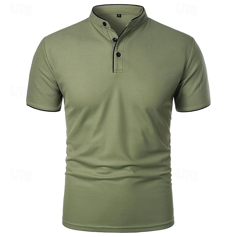 Men's Golf Shirt Golf Polo Work Casual Stand Collar Short Sleeve Basic Modern Color Block Patchwork Button Spring & Summer Regular Fit Wine Pink Navy Blue Green Golf Shirt 2025 - $12.99 –P13