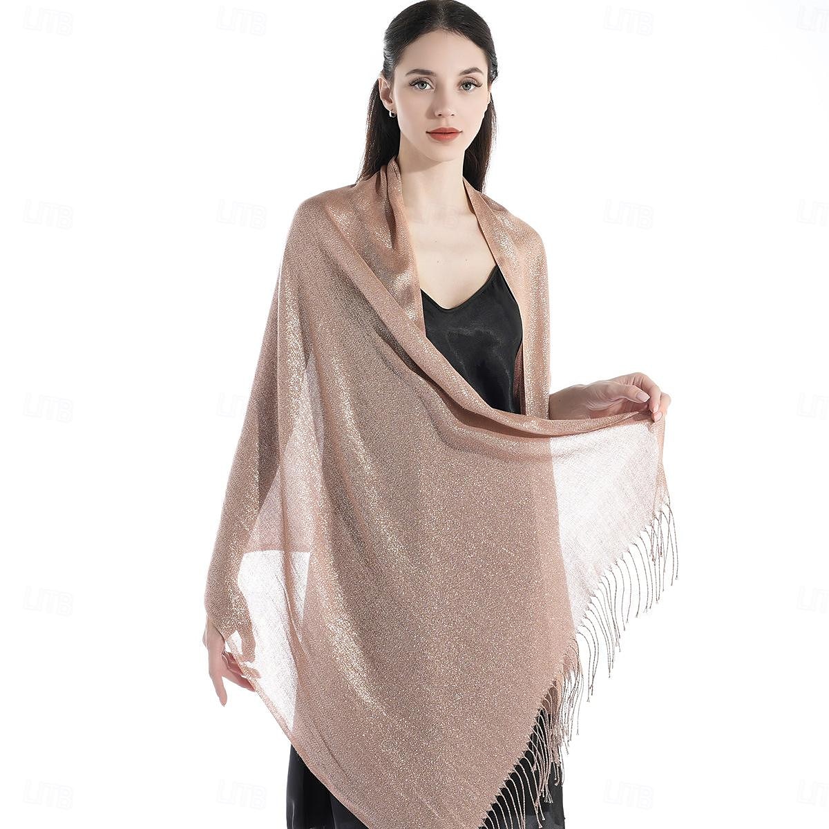 شالShawls مشد نسائي أنيق يلمع و يبرق بدون كم بوليستر لفات الزفاف مع لون نقي من أجل مناسب للحفلات للربيع والصيف 2025 - $16.99 –P4
