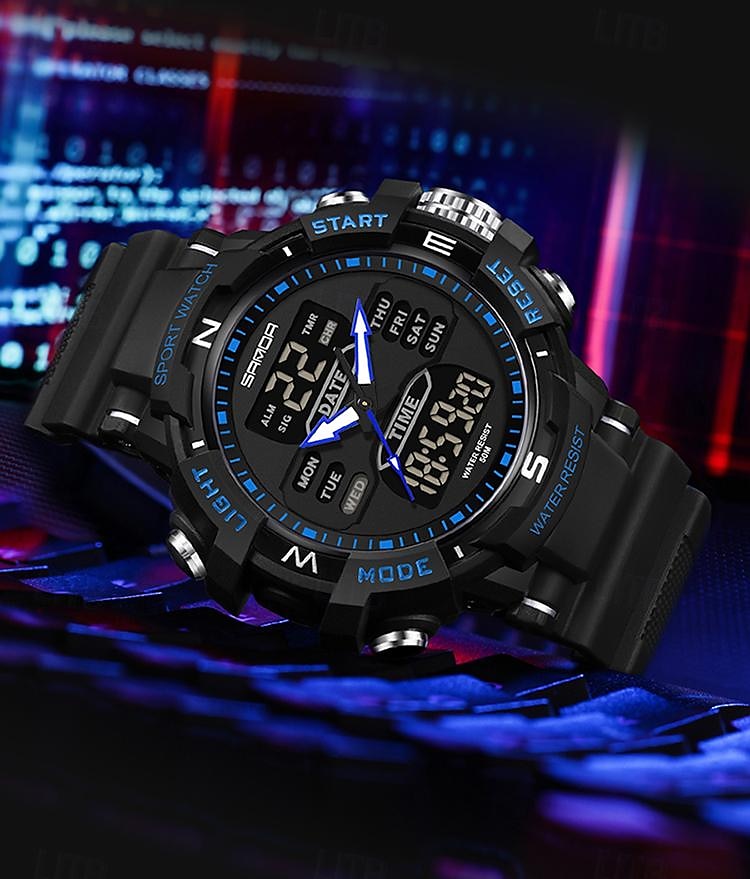 SANDA Heren Digitale Horloge Buiten Sports Mode Polshorloge Luminous Stopwatch Alarmklok Countdown TPU Horloge 2025 - $28.99 –P15
