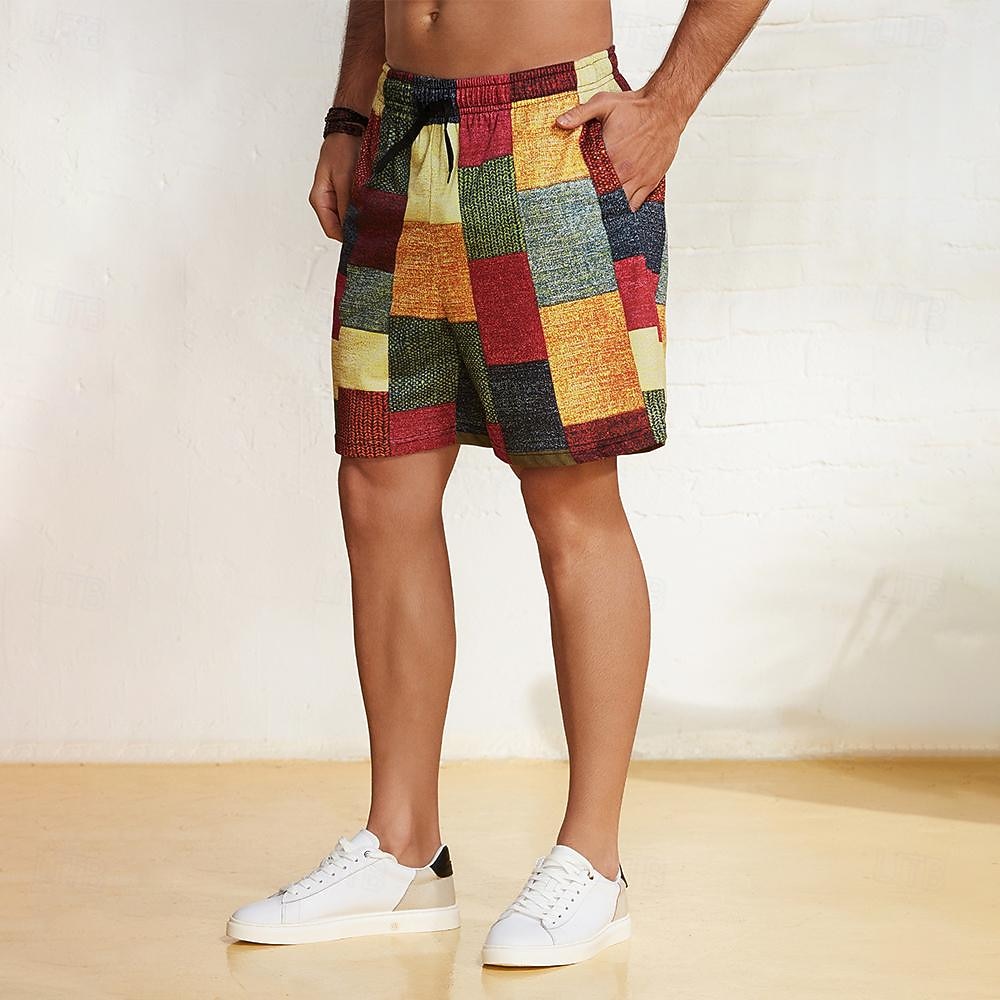 Men's Geometric Color Block Patchwork Shorts Summer Shorts Casual Shorts Mid Waist Fashion Streetwear Designer Casual Daily Holiday Drawstring Pocket Elastic Waist Designer Clothing Apparel 2026 - $19.99 –P1