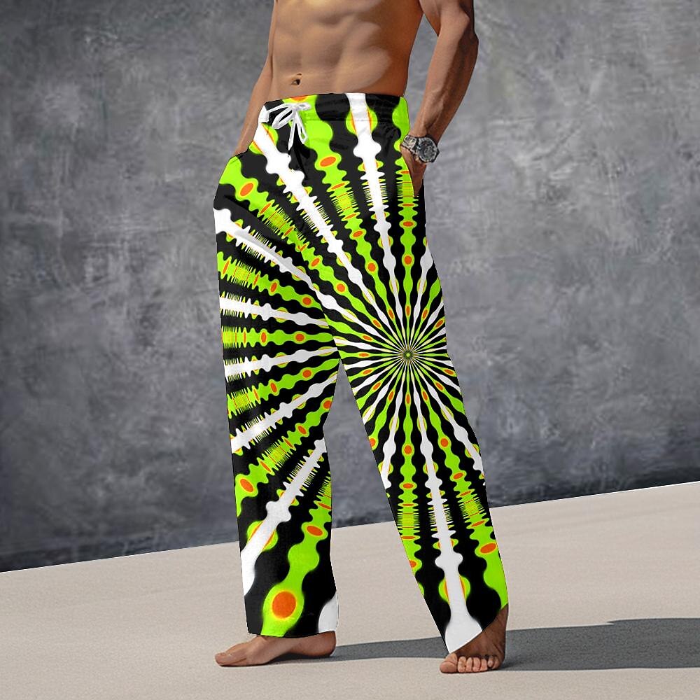 Men's Graphic Casual Pants Mid Waist Holiday Straight Leg Summer Spring 3D Print Yellow Red Blue 2025 - $25.99 –P4