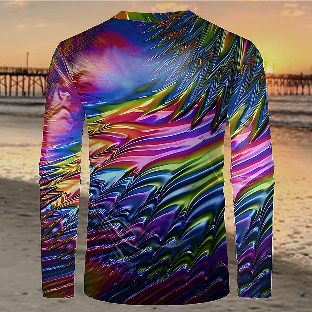 Herren Geometrisch T Shirt Langarm T-Shirt 3D-Druck Hemd Modisch Übertrieben Designer Strasse Urlaub Regenbogen Sommer Frühling Bekleidung S M L XL XXL XXXL 2025 - $19.99 –P2