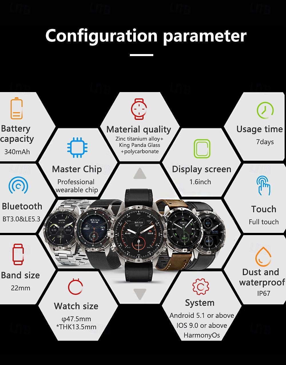 Alloy Outdoor Sports Smartwatch Men Compass 1.6inch 360*360 HD Screen Bluetooth Call Health Monitoring Smart Watch Man 2025 - $49.99 –P19