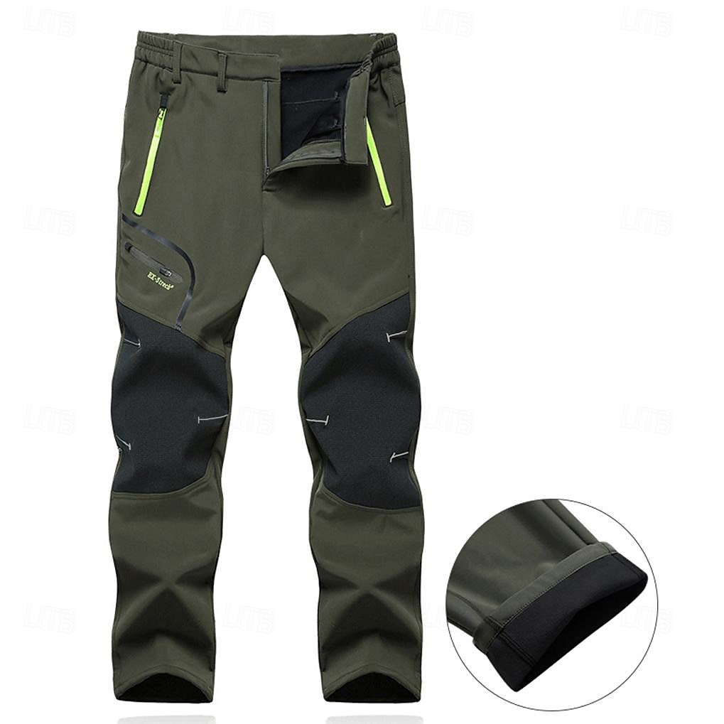 Men's Fleece Lined Pants Waterproof Hiking Pants Trousers Softshell Pants Winter Outdoor Thermal Warm Windproof Breathable Elastic Waist Fleece Bottoms Army Navy Grey Black Hunting Fishing Skiing 2025 - $34.99 –P11