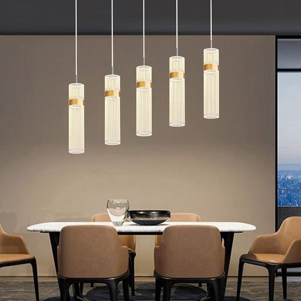 3 lumières 5 lumières 28 cm Conception unique Conception de l'île Lampe suspendue Acrylique Acrylique Plaqué Finitions Peintes Moderne Style nordique 85-265V de 2025 ? $313.29 –P3