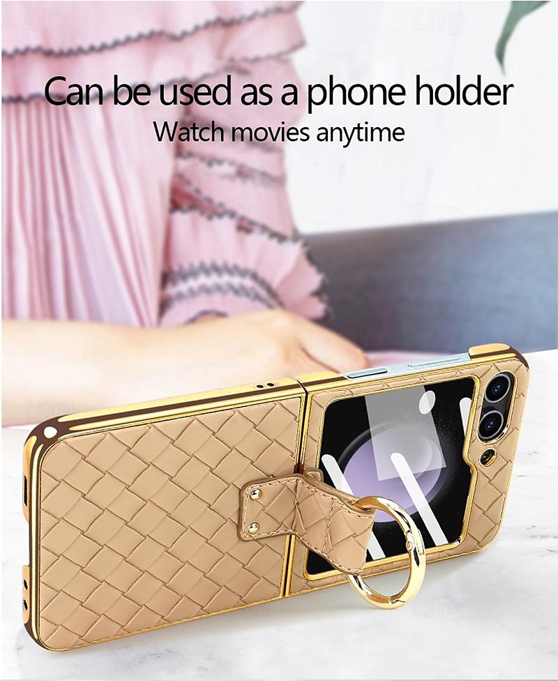 Phone Case For Samsung Galaxy Z Flip 6 Z Flip 5 Z Flip 4 Z Flip 3 Back Cover with Screen Protector Ring Holder Shockproof Retro TPU Metal PU Leather 2025 - $28.99 –P4