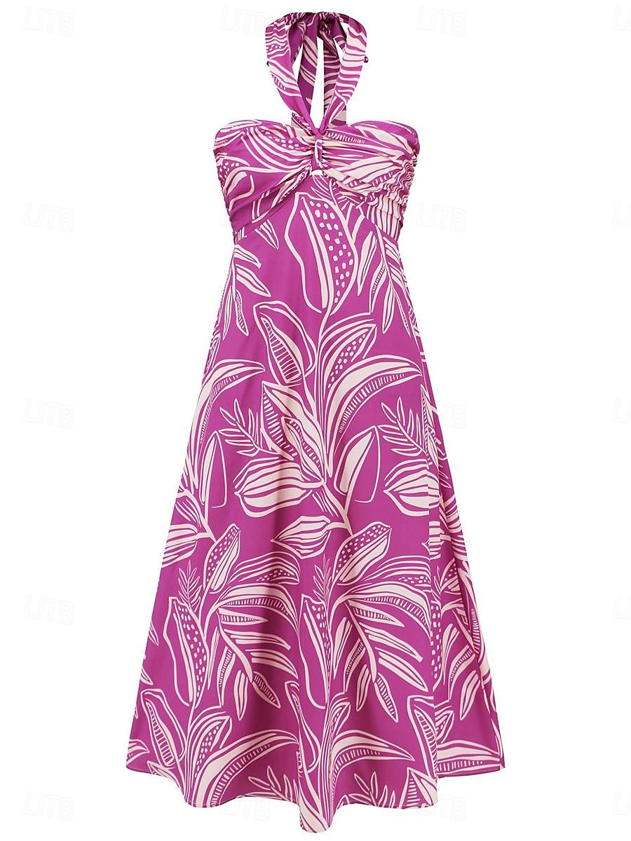 Femme robe longue Robe casual Robe Évasée Robe Trapèze Robe d'été mode Décontractées Vacances du quotidien Rendez-vous Standard Floral Feuille Sans Manches Dos nu Rouge Violet Orange Vert Eté de 2025 ? $46.99 –P9