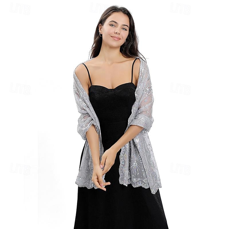 Shawls Women's Wrap Elegant Bridal Sleeveless Chiffon Wedding Wraps With Sequin For Party Spring & Summer 2025 - $22.99 –P3