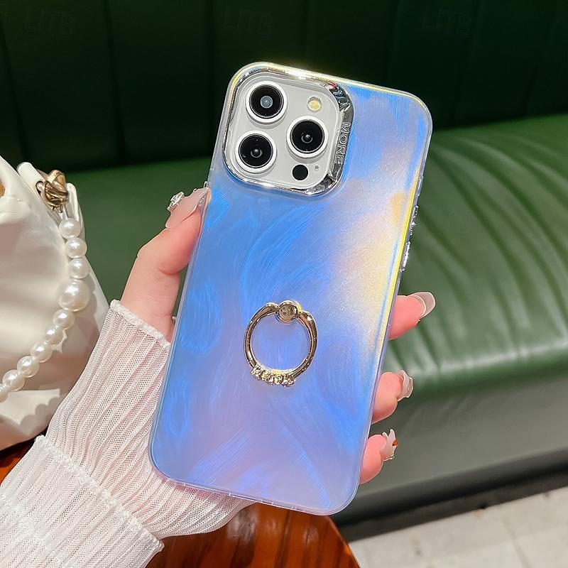 טלפון מגן עבור אייפון 16 iPhone 15 Pro Max iPhone 14 Pro Max אייפון 13 פרו מקס כיסוי אחורי בלינג גליטר מבריק אבזם טבעת עמיד בזעזועים TPU צפוי 2025 - $15.99 –P6