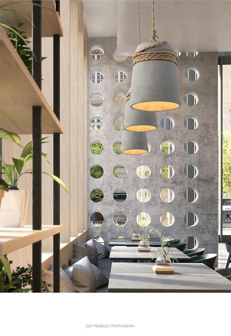 Industry Concrete Pendant Light in Gray Finish, E27 Bell Shape Shade Industrial Hanging Chandelier, Mini Cement Hanging Lighting Fixture, for Kitchen Island Dining Living Room Bedroom 2025 - $152.99 –P6
