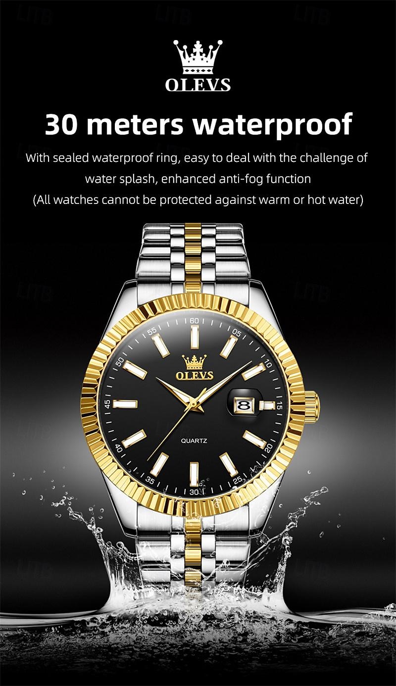 Olevs Horloges Luminous Kalender Mode Trend Leven Reizen Quartz Horloge Eenvoudige Vrijetijd Waterdichte Sporten Herenhorloge 2025 - $27.99 –P4